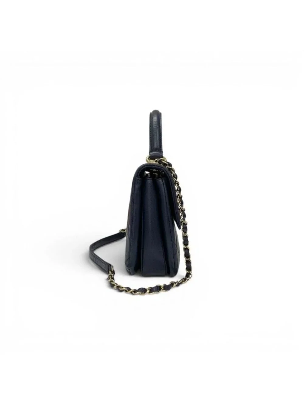 Chanel Trendy CC Shoulder Bag Navy Gold CC Logo Turnlock Chain 2-Way